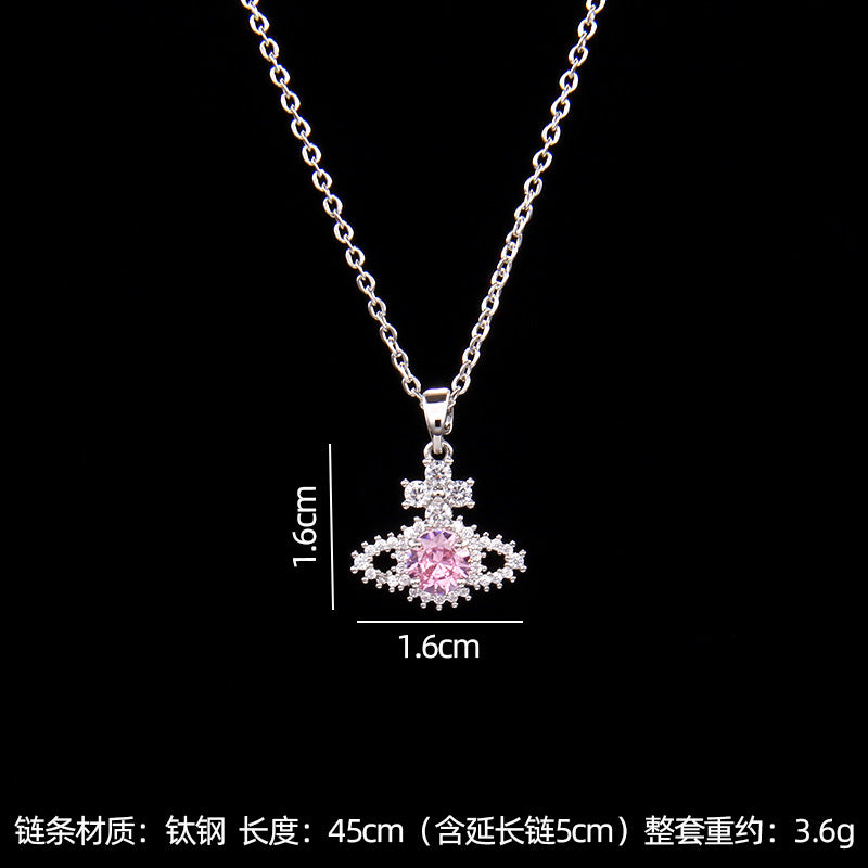 Wholesale saturn necklace with zircon pendant necklace ACC-NE-Rongc005
