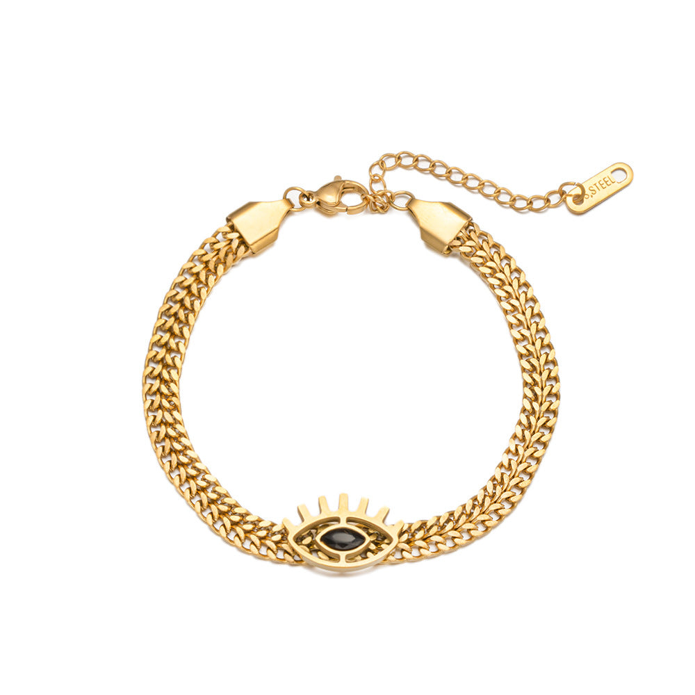 Wholesale Metal Titanium Steel Necklace Black Diamond Evil Eye Necklace ACC-NE-Yibao005