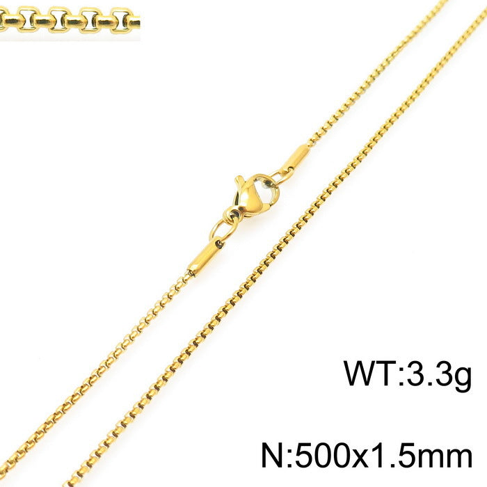 Wholesale Electroplated 18K Gold Square Pearls Titanium Steel Necklaces ACC-NE-KaLun005