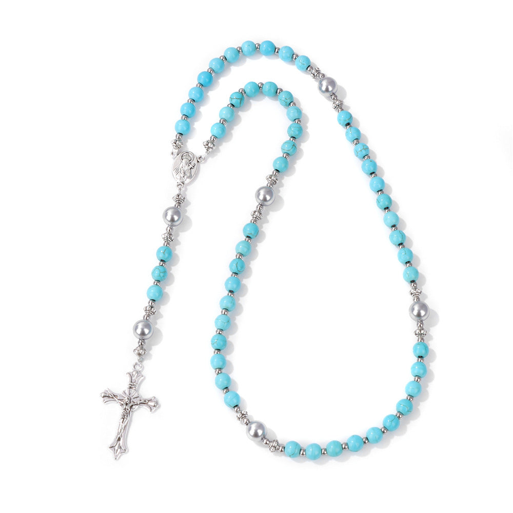 Wholesale Cross Shape Natural Stone Bead Bracelet Unisex Handmade Jewelry for Travel Gift Resale