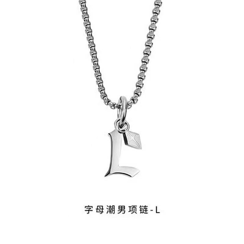 Wholesale Men's 26 Alphabet Titanium Steel Necklace