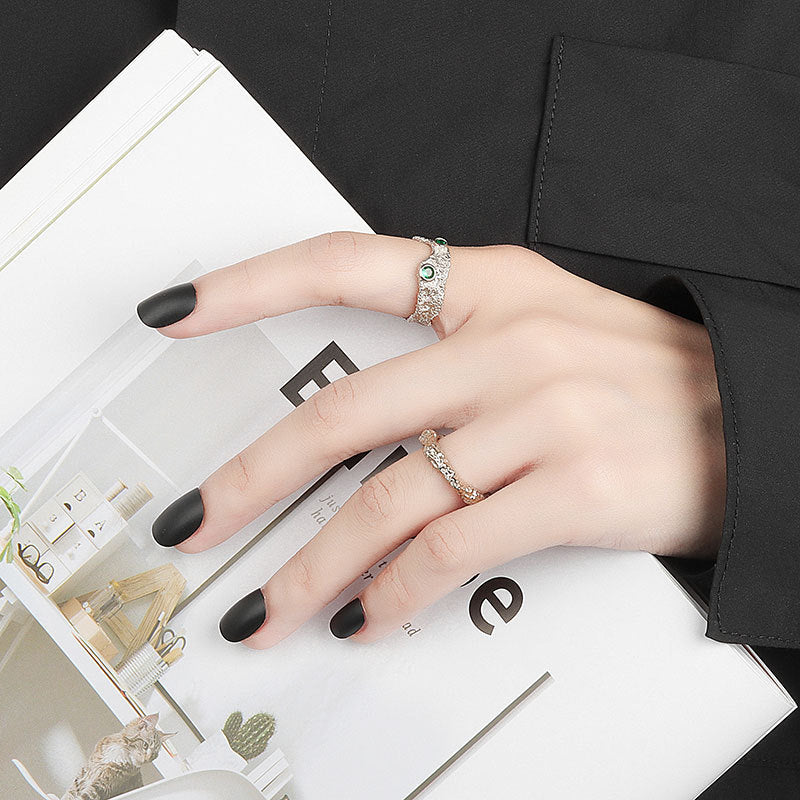 Wholesale Concave and Convex 925 Sterling Silver Foil Open Ring Adjustable Rings ACC-RS-YJY004