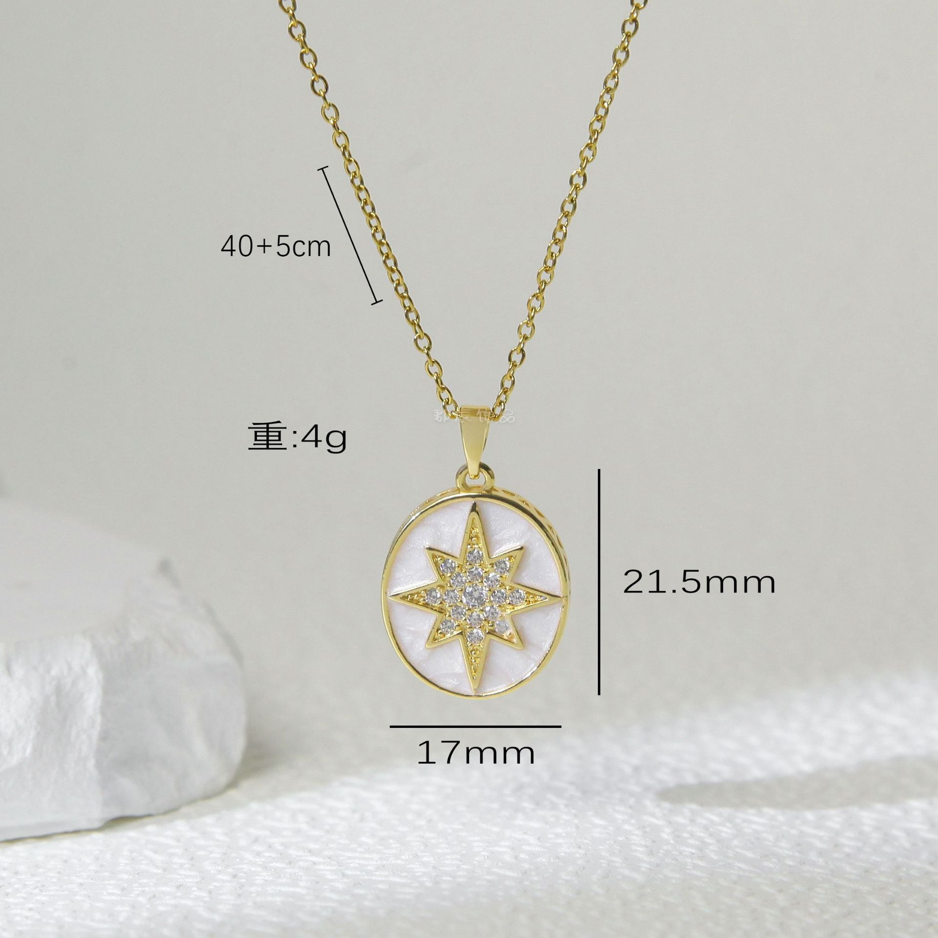 Wholesale White Star Necklace Zircon Sunflower Titanium Steel Color-free Clavicle Chain