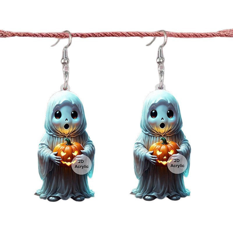 Wholesale  Pumpkin Ghost Pendant Acrylic Earrings