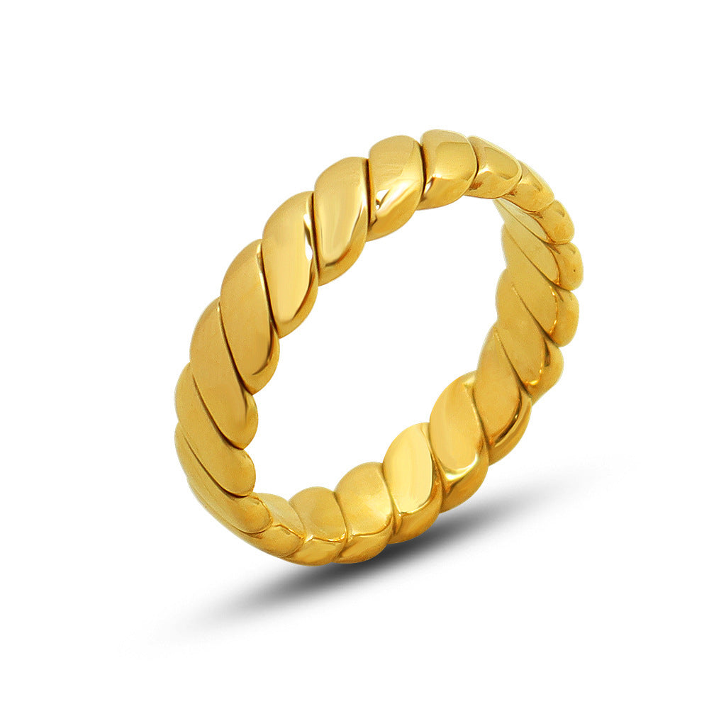 Wholesale Vintage Geometric Plain Ring Gold Electroplated Titanium Steel Jewelry Accessory