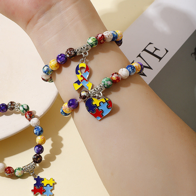 Wholesale colorful beads natural agate stone colorful acrylic bracelet