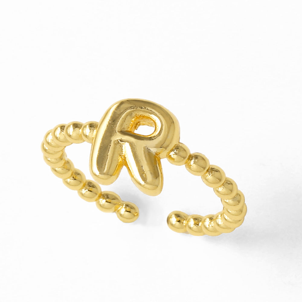 Wholesale 26 English letter rings gold-plated open rings