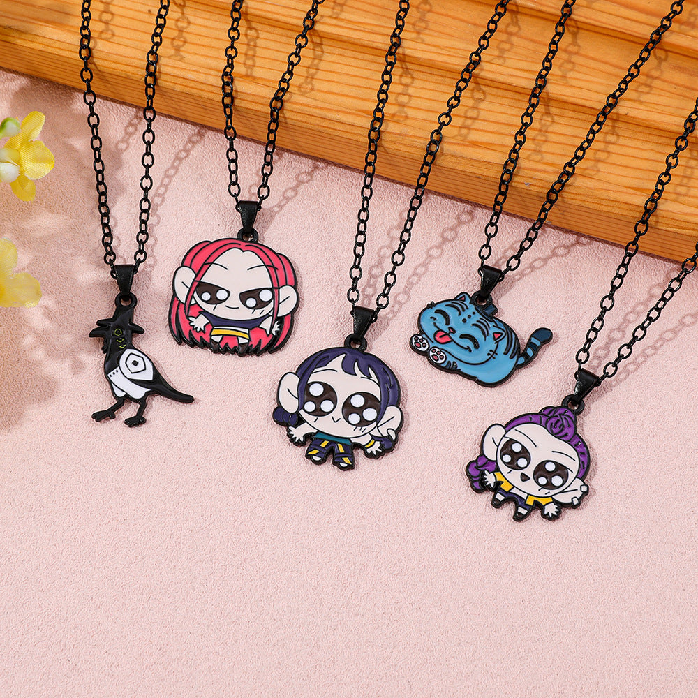 Wholesale kpop cartoon anime oil drop alloy necklace
