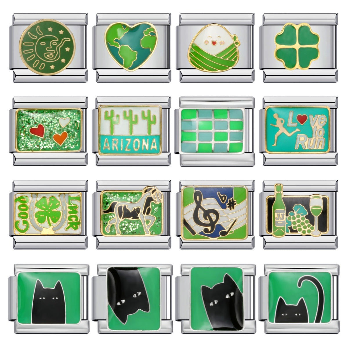 Wholesale  10pcs 9mm Italian Charm Starter Bracelets DIY square Single Section Creative Stainless Steel Composable Bracelet