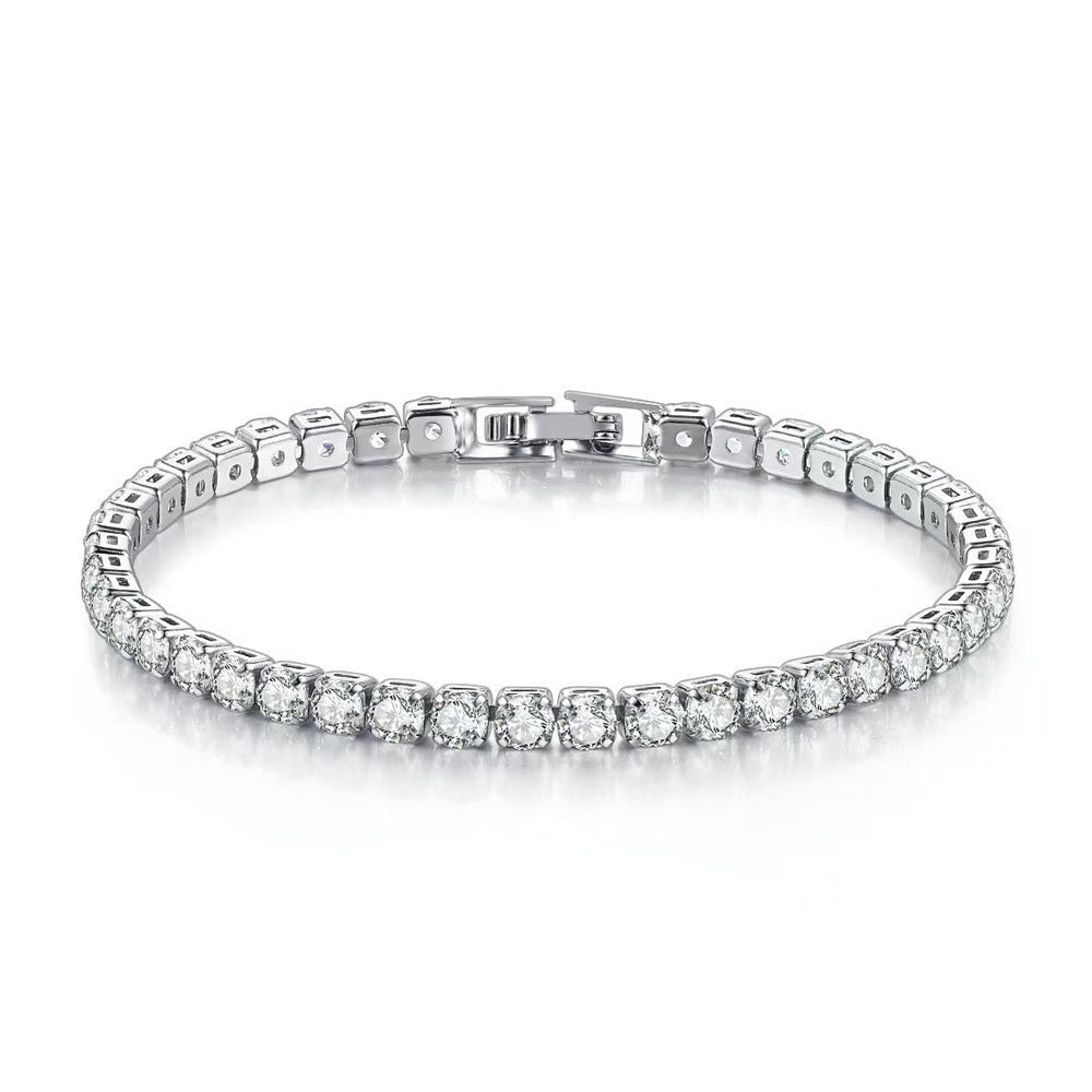Wholesale Titanium Steel Zircon Tennis Bracelet - Single Row 4mm Round,  Fashion Jewelry Accessory for Resale