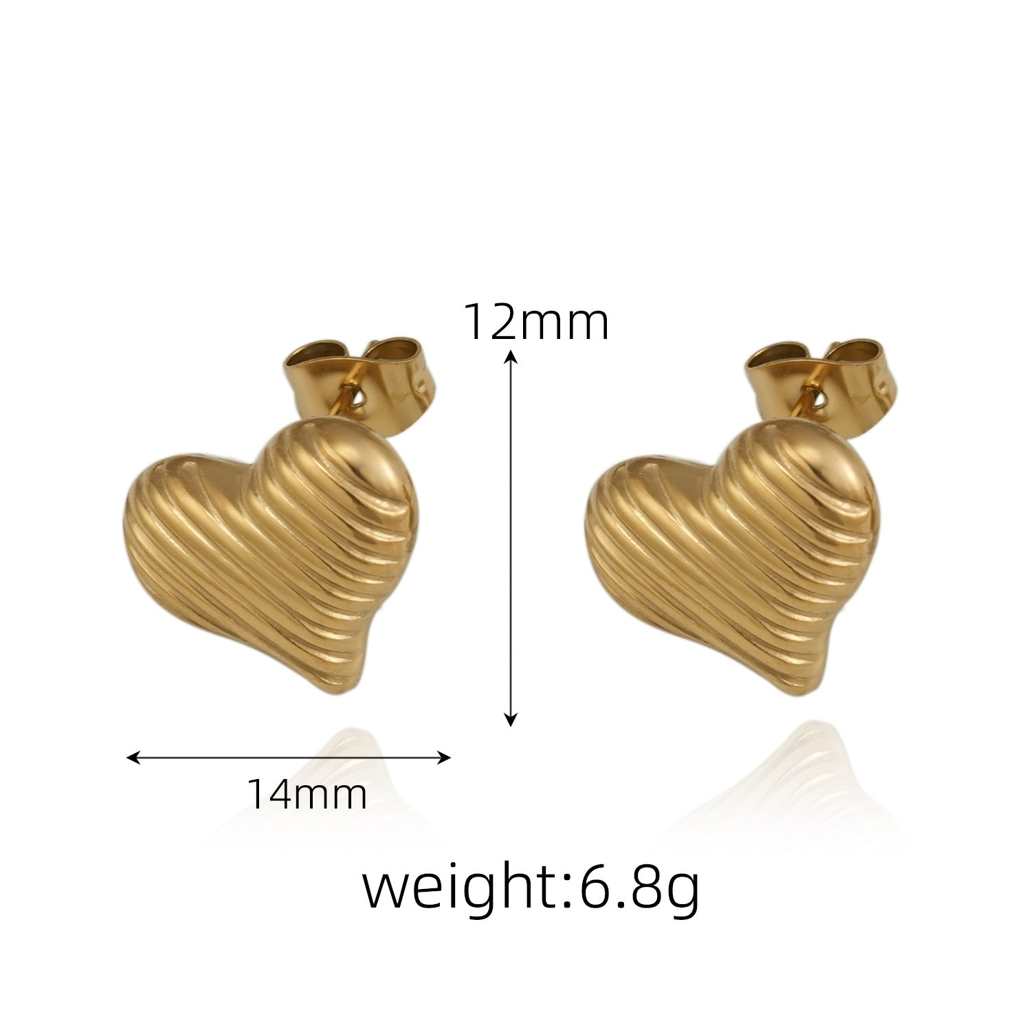 Großhandel 18k Gold Einfache Liebe Edelstahl Ohrringe Pfirsich Herzohrringe Schmuck