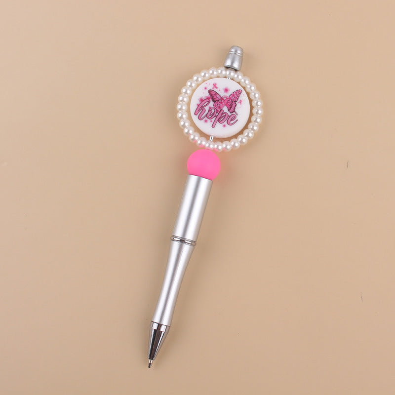 Wholesale Creative pearl ring cartoon round printing beaded pen