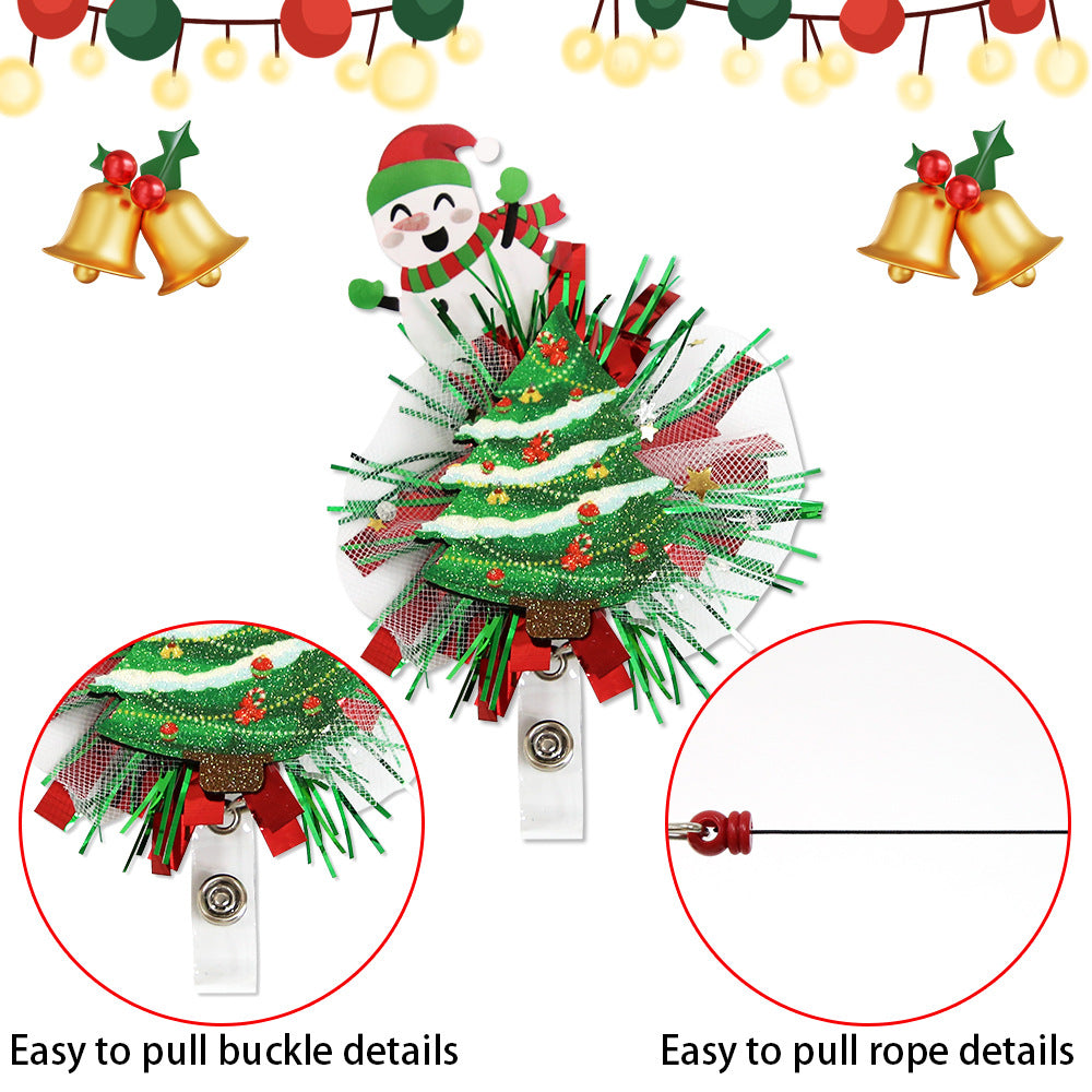 Wholesale Christmas Glitter Cartoon Snowman Elk Badge Reels Keychains ACC-KC-ZhouHao002