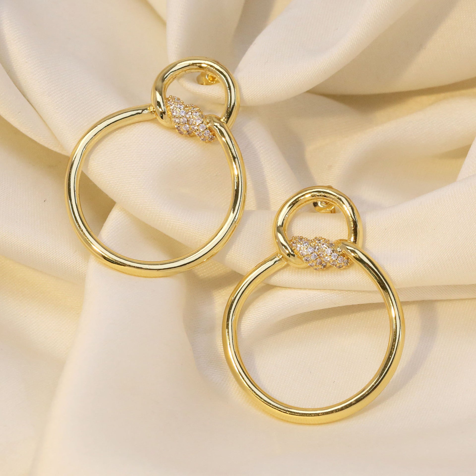 Wholesale  18k gold brass zircon ring twist earrings