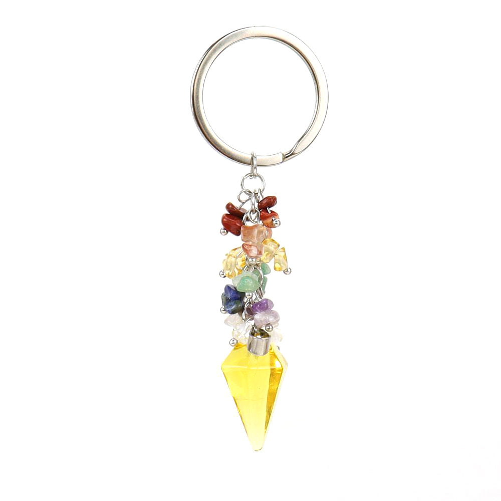 Wholesale Natural Colorful Gravel Hexagonal Prism Keychain ACC-KC-HanX003