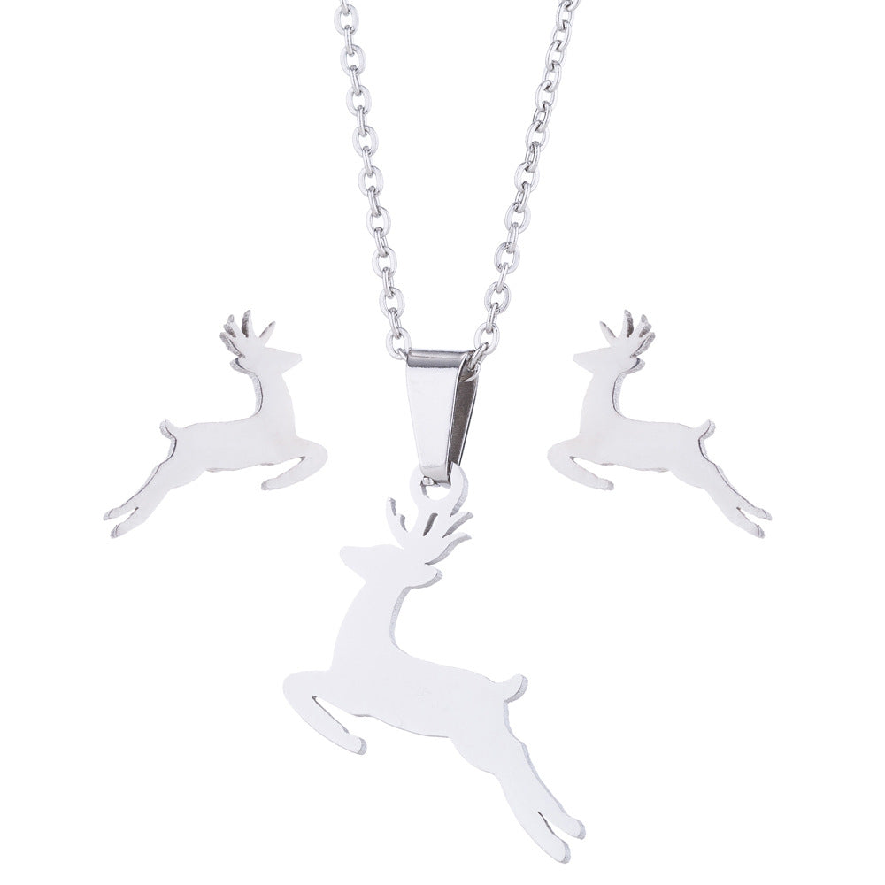 Wholesale Christmas Animals Galloping Earrings Necklace Set ACC-NE-ShuangS002