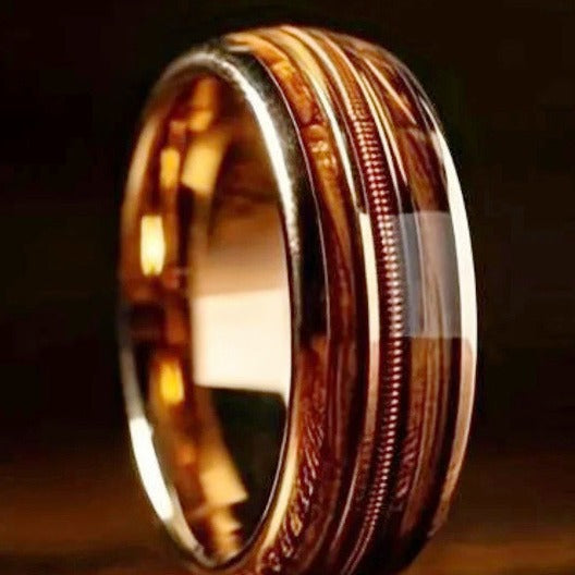 Wholesale Double Wood Grain Three Strings Couple Ring Rings Set Stainless Rings ACC-RS-TengSui002