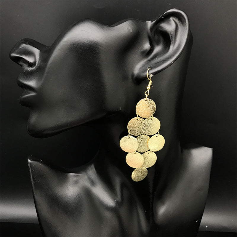Wholesale Multi-layer Disc Metal Electroplated Exaggerated Earrings Statemente Earrings ACC-ES-FX034