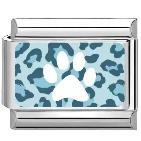 Wholesale Trendy Paw Print Leopard Pattern DIY Stainless Steel Bracelet Charms Jewelry Accessory