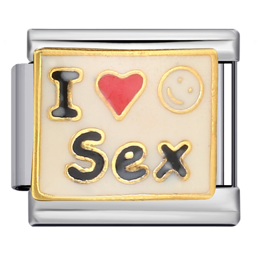 Wholesale Stainless steel welding gold-plated oil drop DIY Italian module Charms