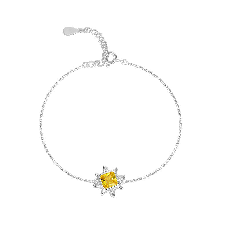 Wholesale Sunflower Zircon S925 Sterling Silver Bracelet