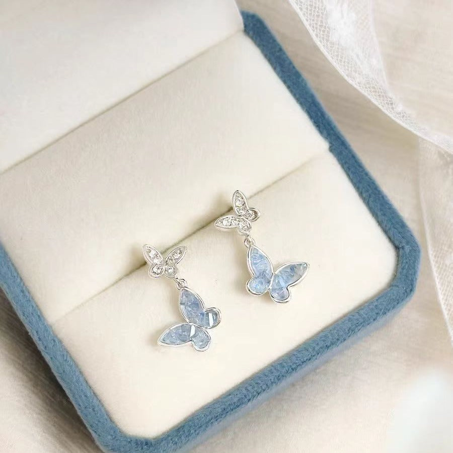 Wholesale light luxury kyanite butterfly diamond earrings bracelet necklace