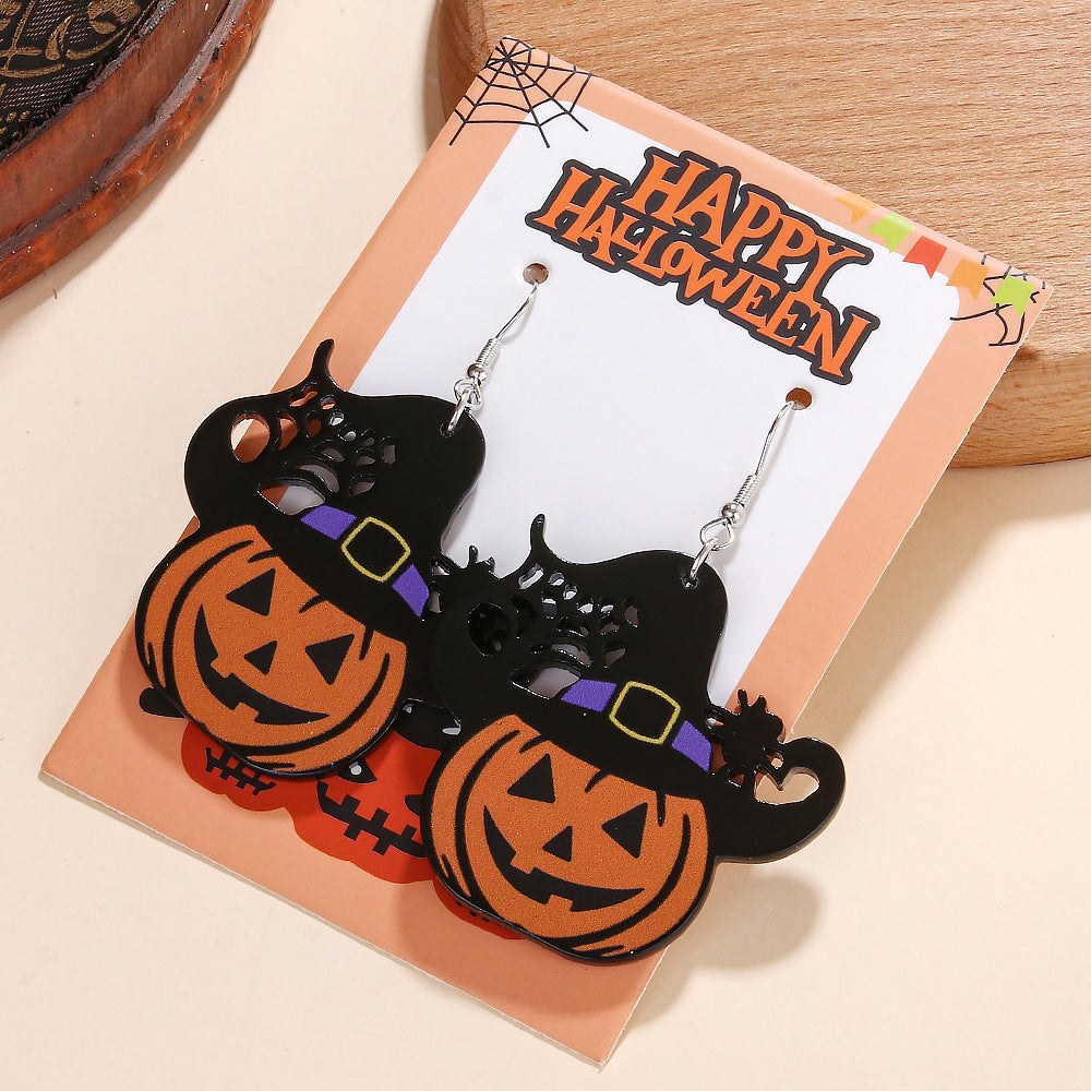 Wholesale   Series  Pumpkin Candy Little Devil Ghost Black Cat Dwarf Acrylic Earrings