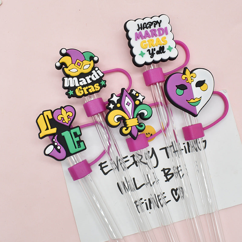 Wholesale Random 100pcs Carnival Series Straw Cover 10MM Straw Tube Cap