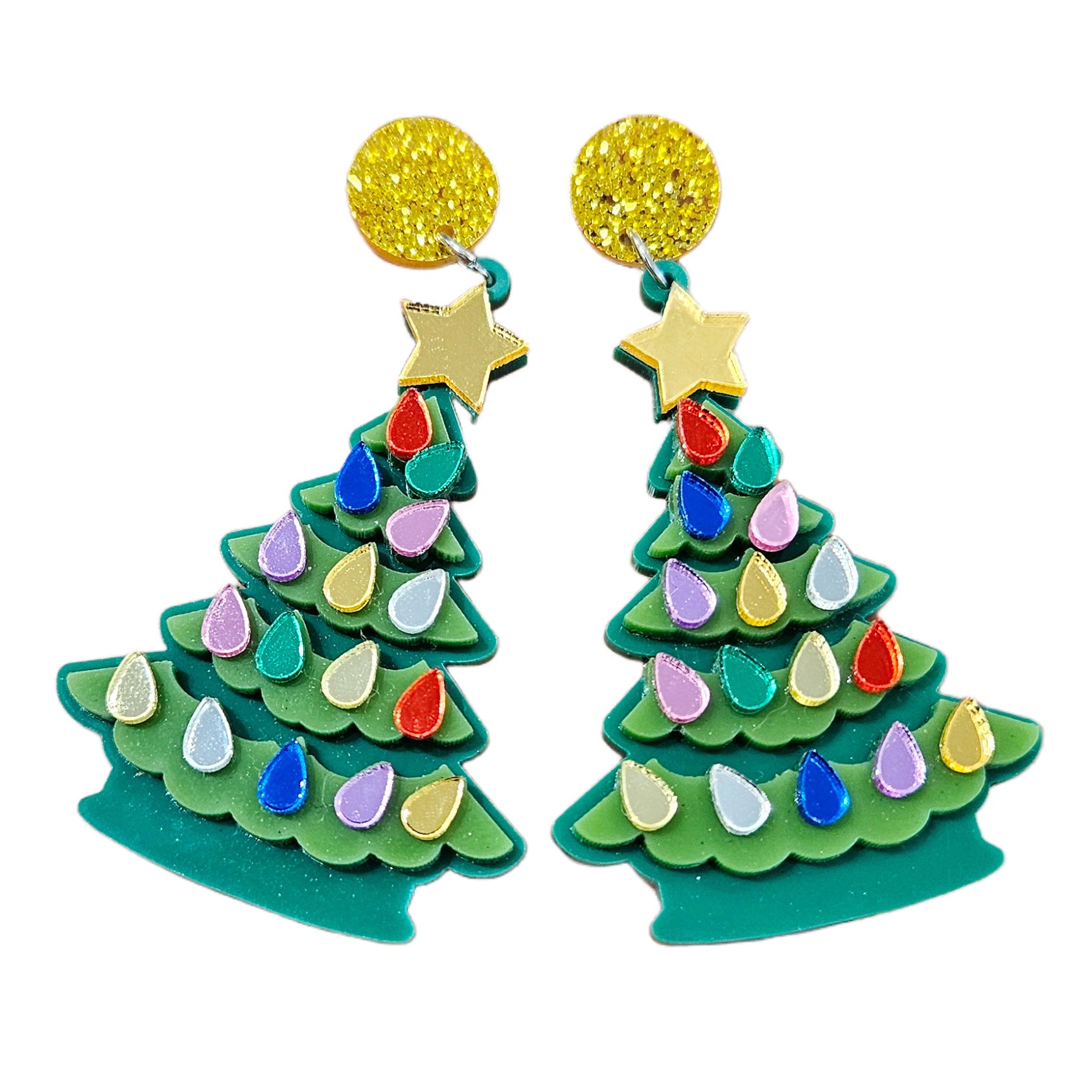 Wholesale Geometric Sequins Stars Christmas Tree Earrings