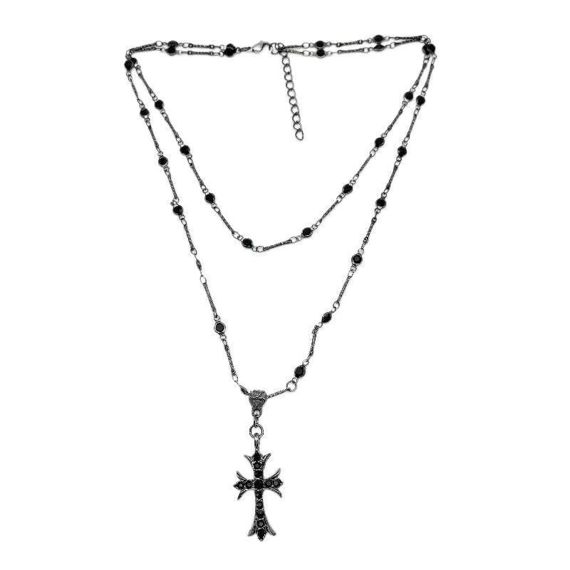 Wholesale Dark Zircon Cross Beaded Necklaces Choker Necklaces ACC-NE-Fuhui003