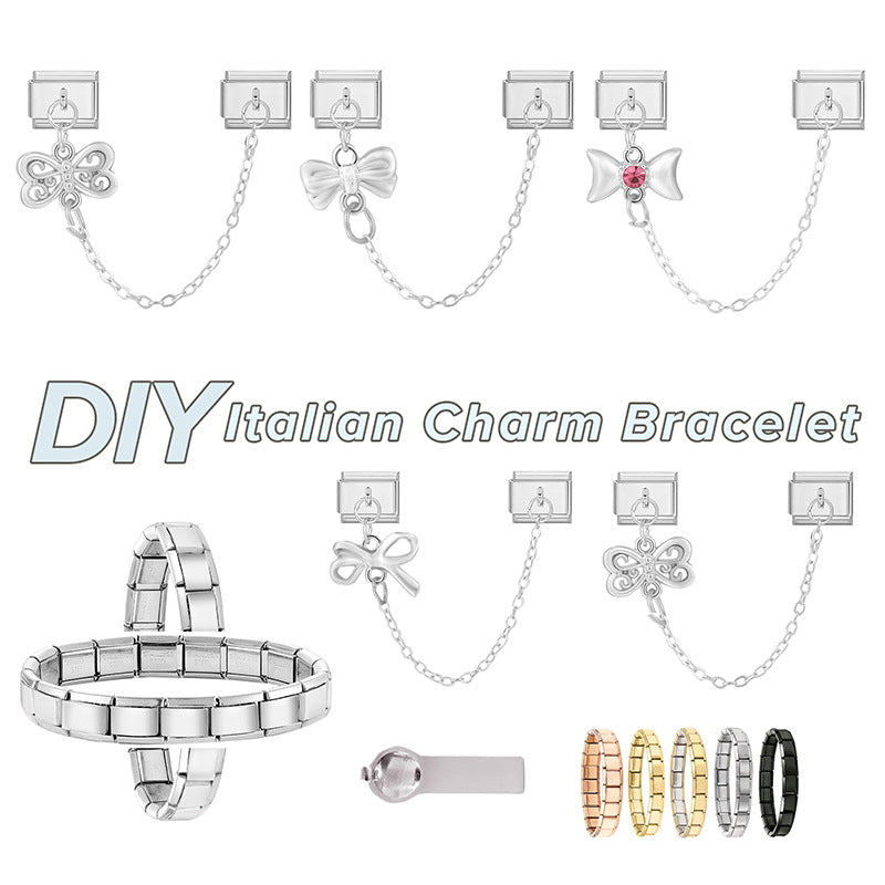Bracelet de charme italien en gros 9 mm DIY SPLICURE DOUBLE PENDANT BRACILABLE D'ECHELABLE EN ACI