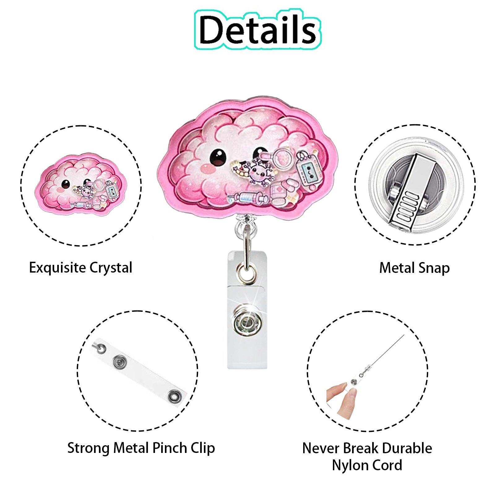 Wholesale ABS Retractable Badge Reel Stylish Heart Scroll Design for Medical Staff