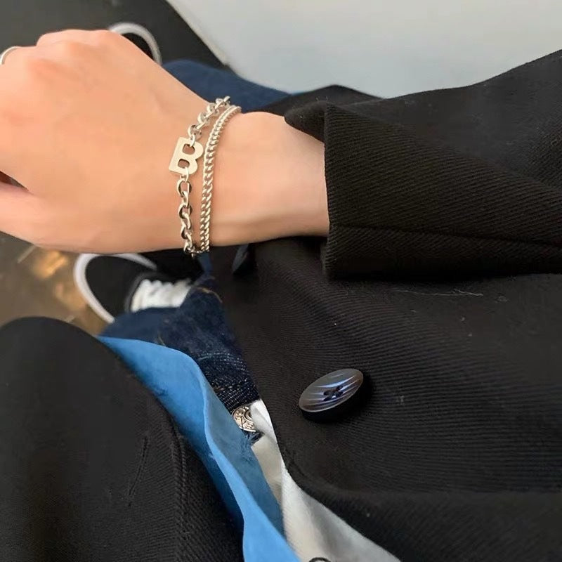 Wholesale Dark Double Layer Distressed Bracelet Layered Bracelet Set ACC-BT-Tongs002