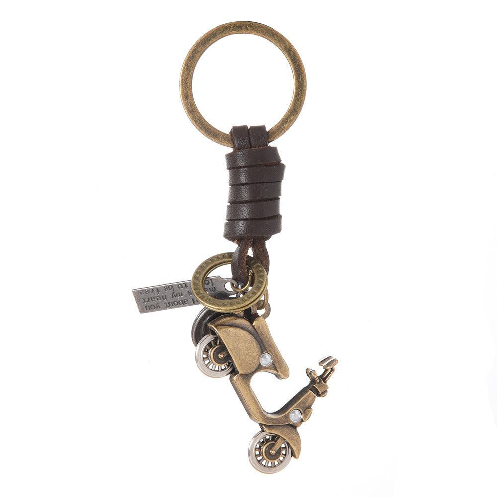 Wholesale Alloy Bronze Ship Anchor Vintage Woven Cowhide Pendant Keychains