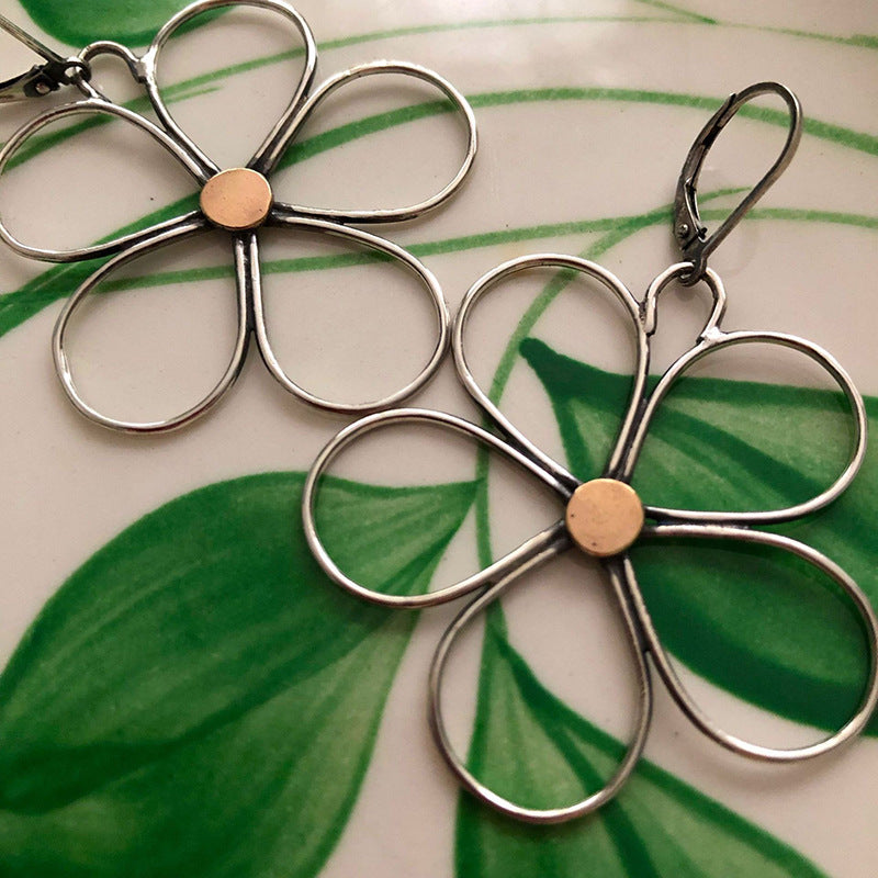 Wholesale Bohemian style personality big flower pendant earrings