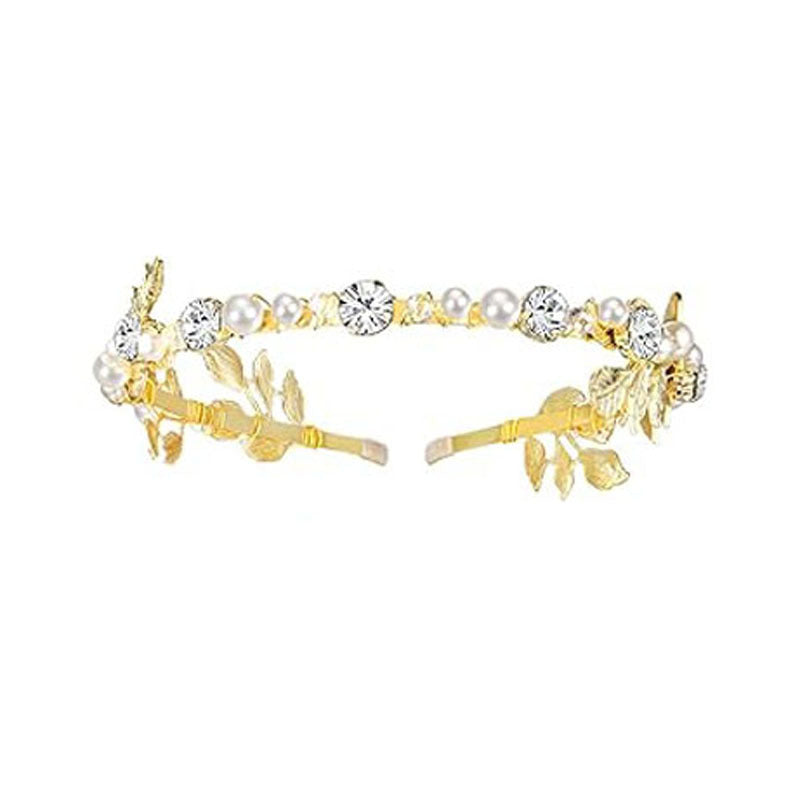 Wholesale Fashion Greek Goddess Bride Leaves Hair Band Golden Bracelet Leaves Earrings suit