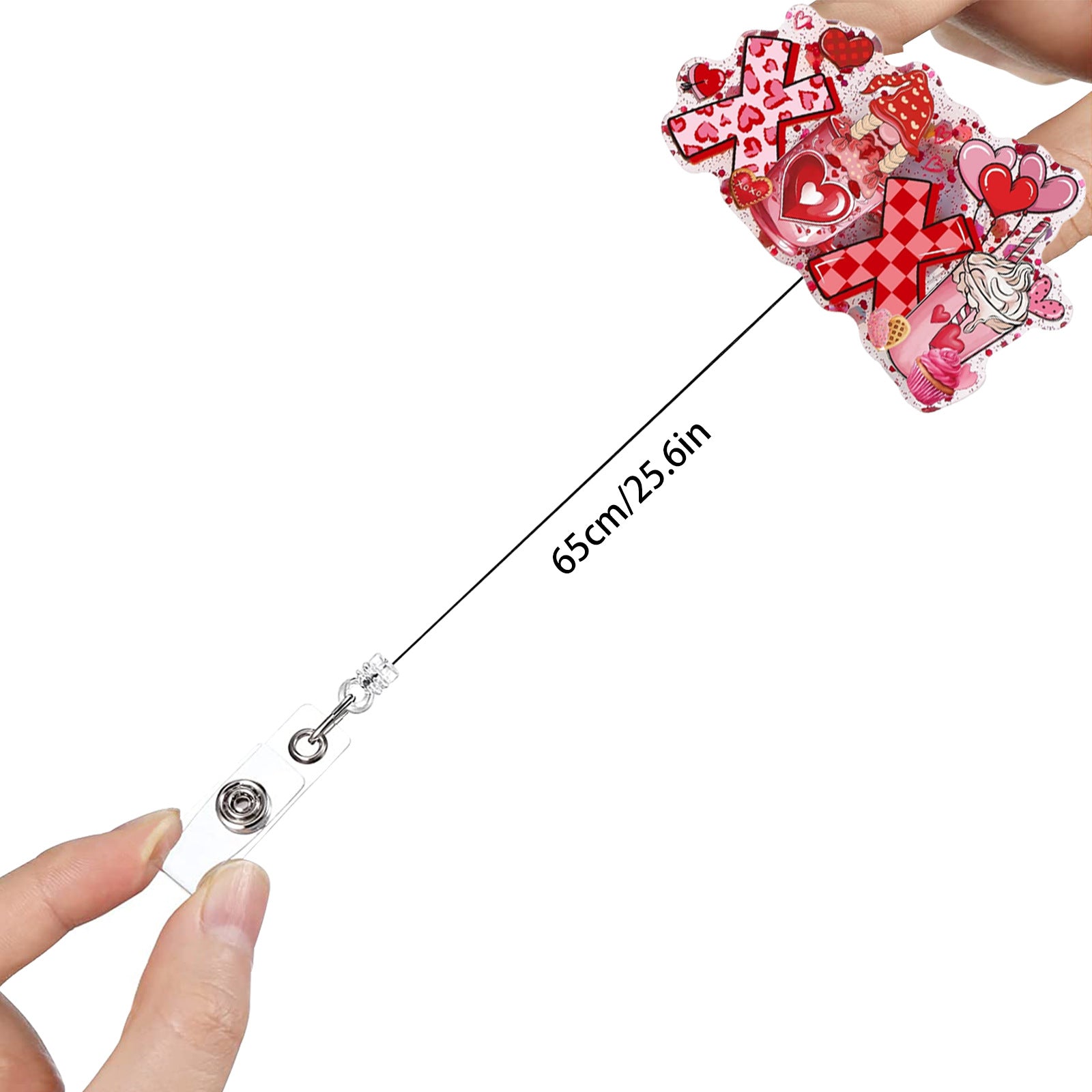 Wholesale Valentine' s Day Love Confession Acrylic Retractable ID Badge Clip - Fashion Accessory