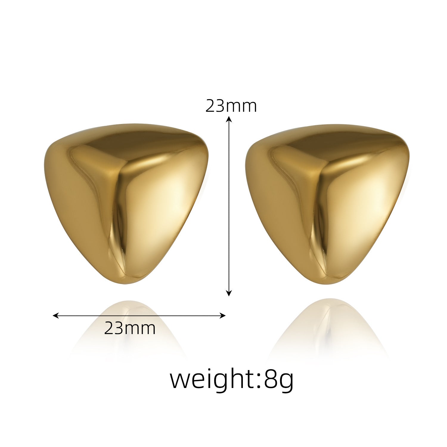 Boucle d'oreilles en acier inoxydable Triangle doré 18k