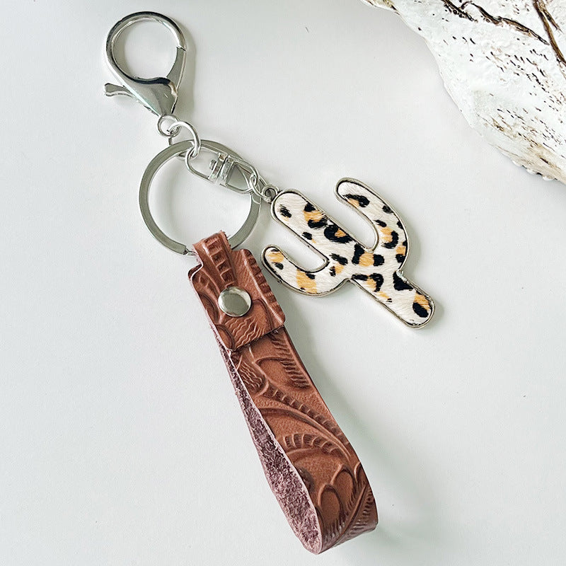 Wholesale 2pcs/pack leather keychain  brown leather keychains