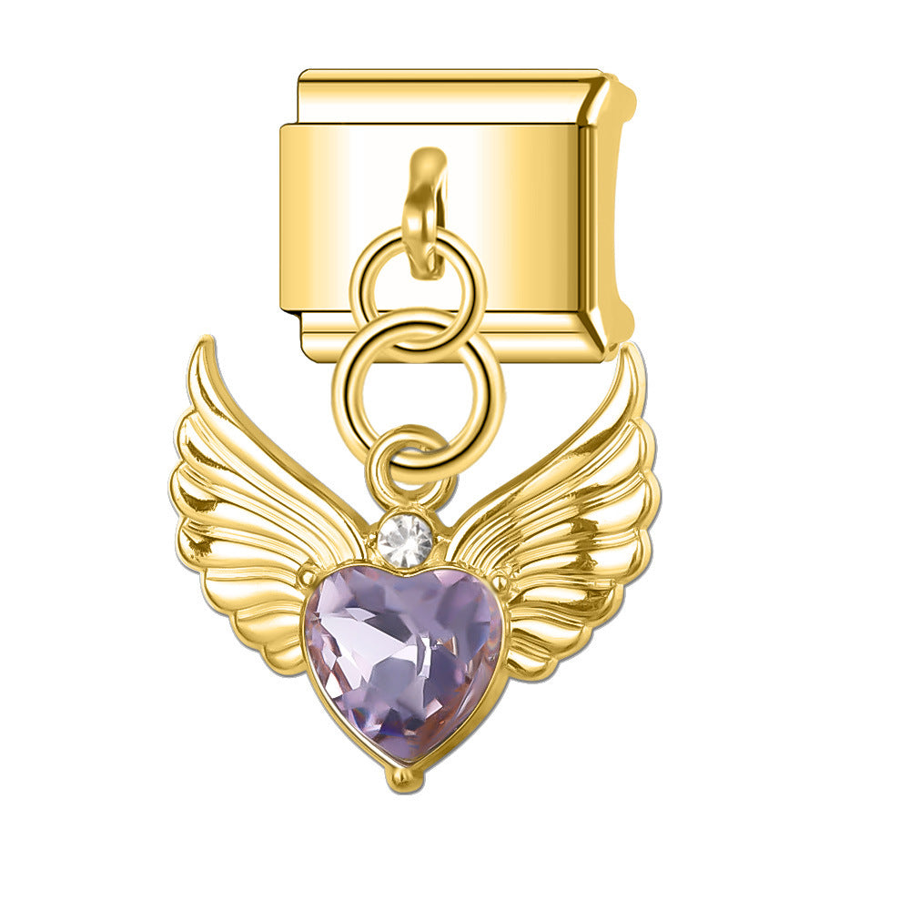 Wholesale Italian Charm Bracelet 9mm DIY Splicing Diamond Splicing Stainless Steel Composable Bracelet