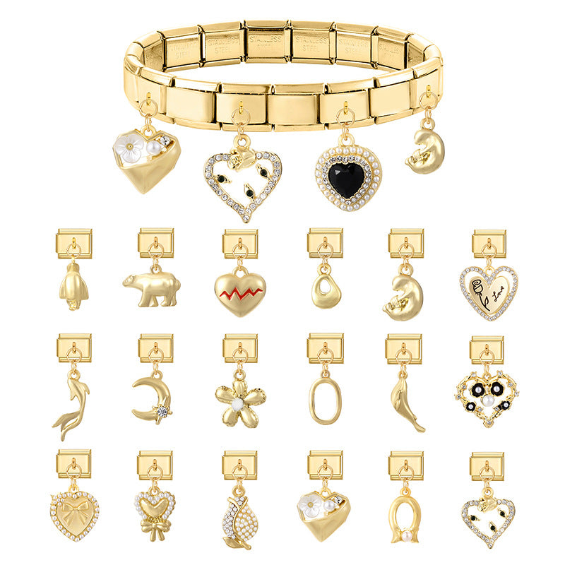 Wholesale  Italian Charm Bracelet 9mm DIY Creative Retro Stainless Steel Composable Bracelet