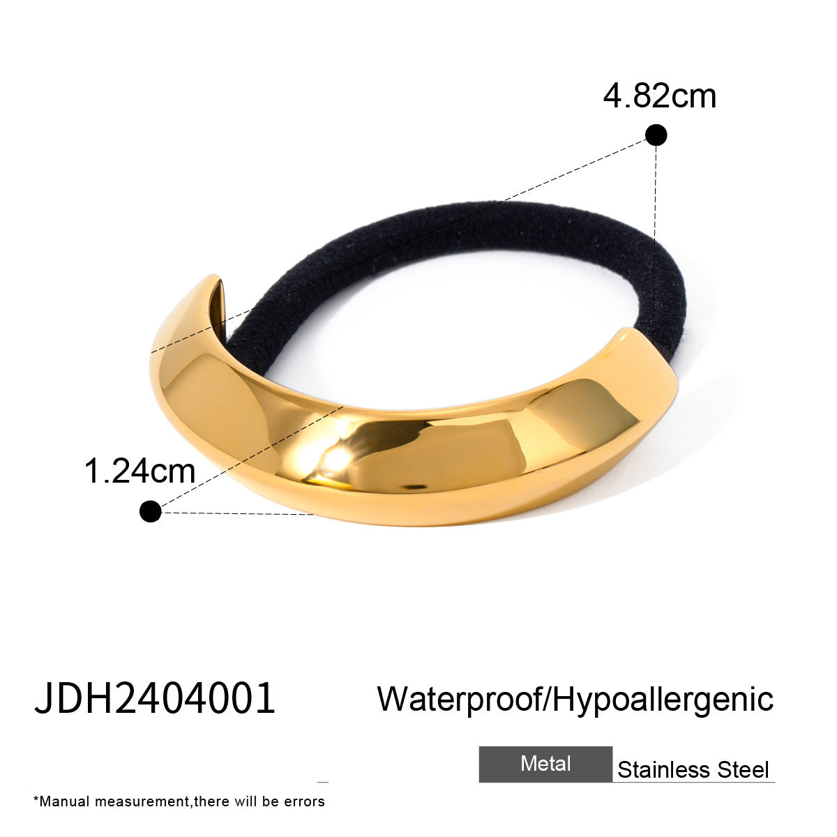 Wholesale stainless steel smooth hair rope black rubber band hair ring high