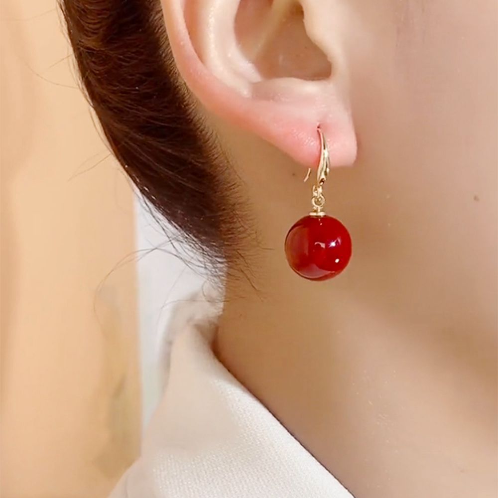 Wholesale red pearl earrings