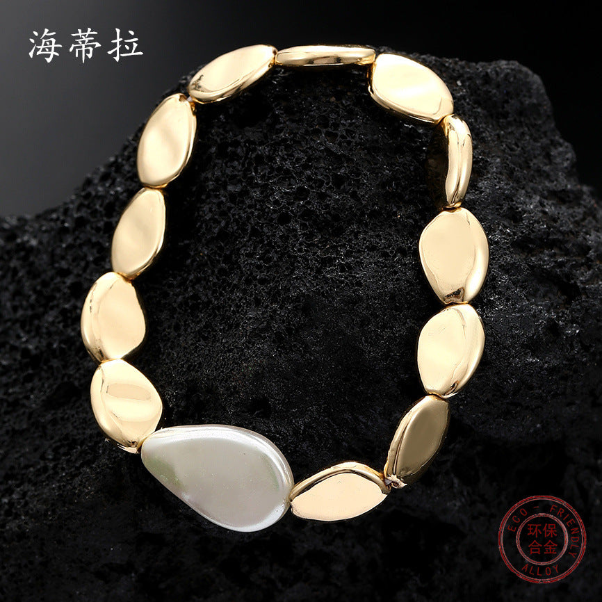 Wholesale  casual baroque pearl alloy bracelet creative style  elastic bracelet