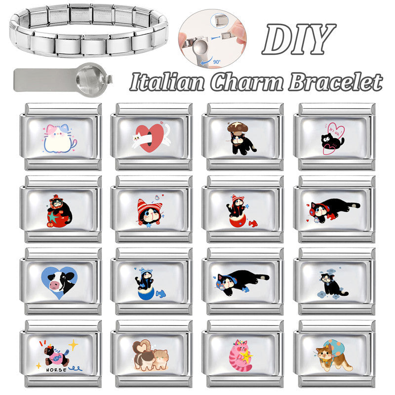 Wholesale Italian Cartoon Cute Animal DIY Stainless Steel Splicing Bracelet – Fashion Jewelry Accessory Gift
