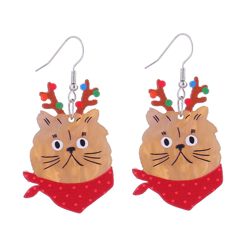 Wholesale Christmas Colorful Acrylic Elk Wine Glass Puppy Earrings ACC-ES-CT036