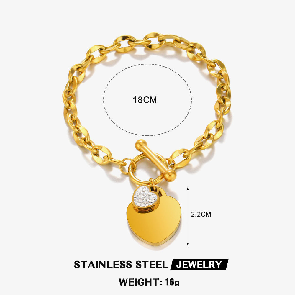 Wholesale stainless steel simple heart jewelry bracelet necklaces set