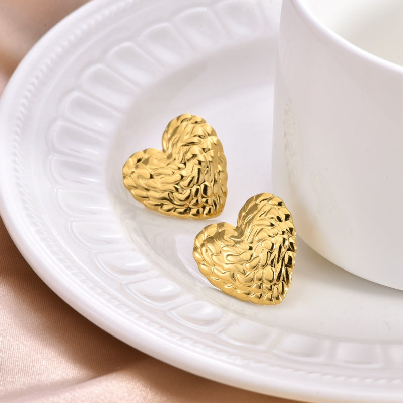 Wholesale stainless steel 18K gold-plated  love earrings