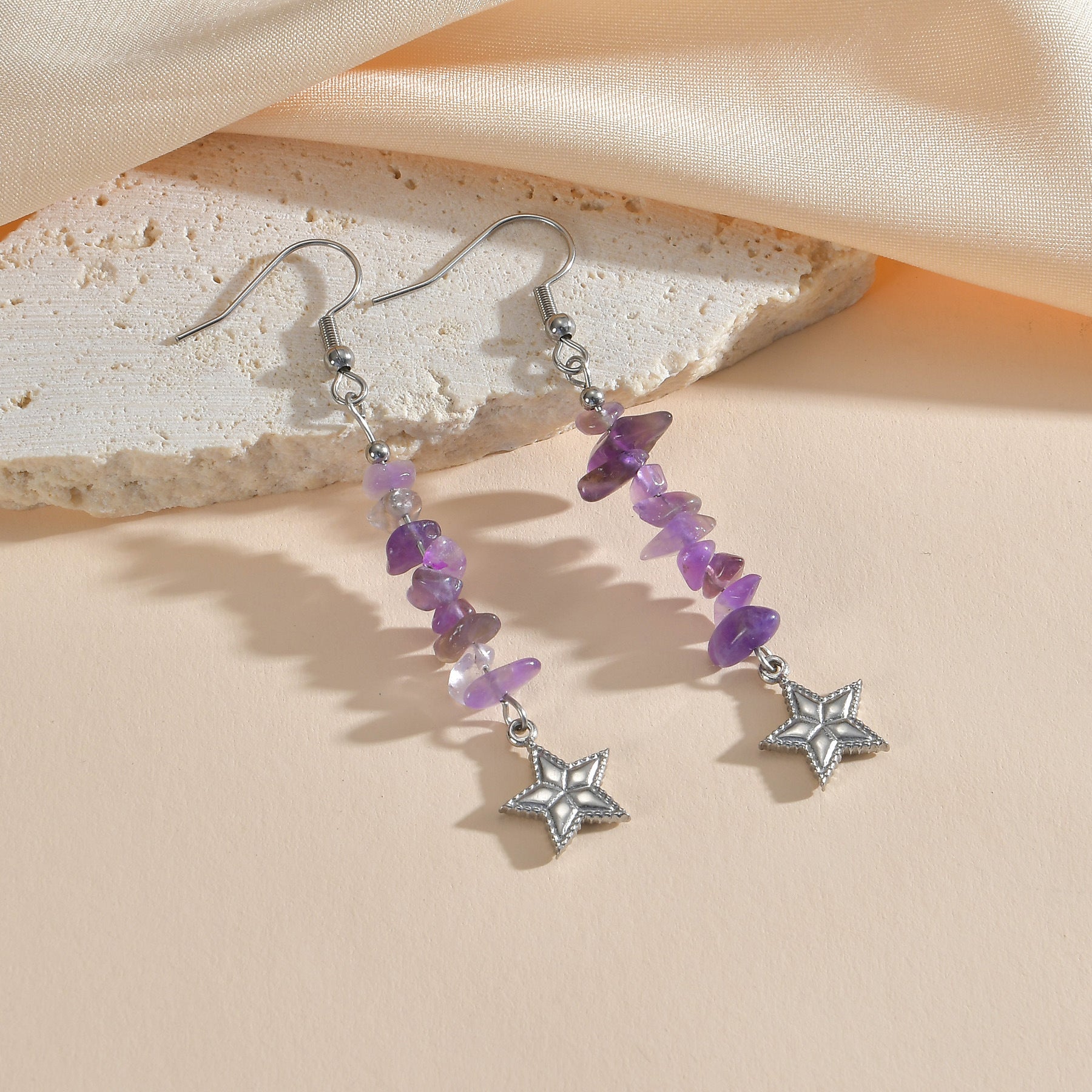 Wholesale Blue Gravel Earrings Long Non-fading Earrings Stainless Steel Earrings ACC-ES-yanc003