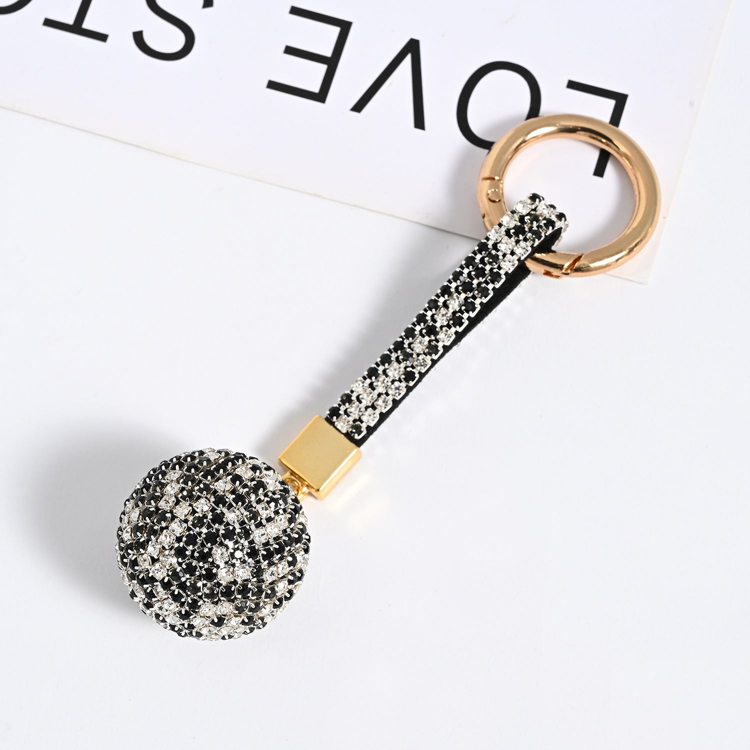 Wholesale PU Rhinestone Claw Chain Ball Keychain